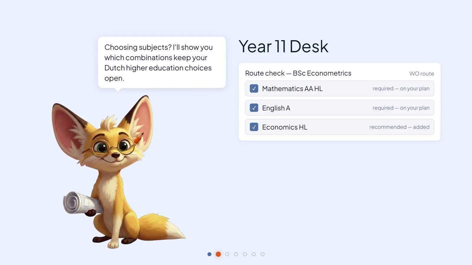 Year 11 Desk. Choosing subjects? I’ll show you which combinations keep your Dutch higher education choices open.