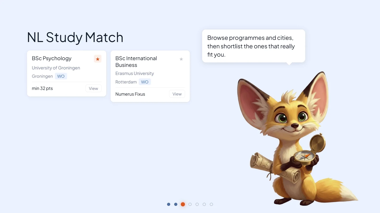 NL Study Match. Browse programmes and cities, then shortlist the ones that really fit you.